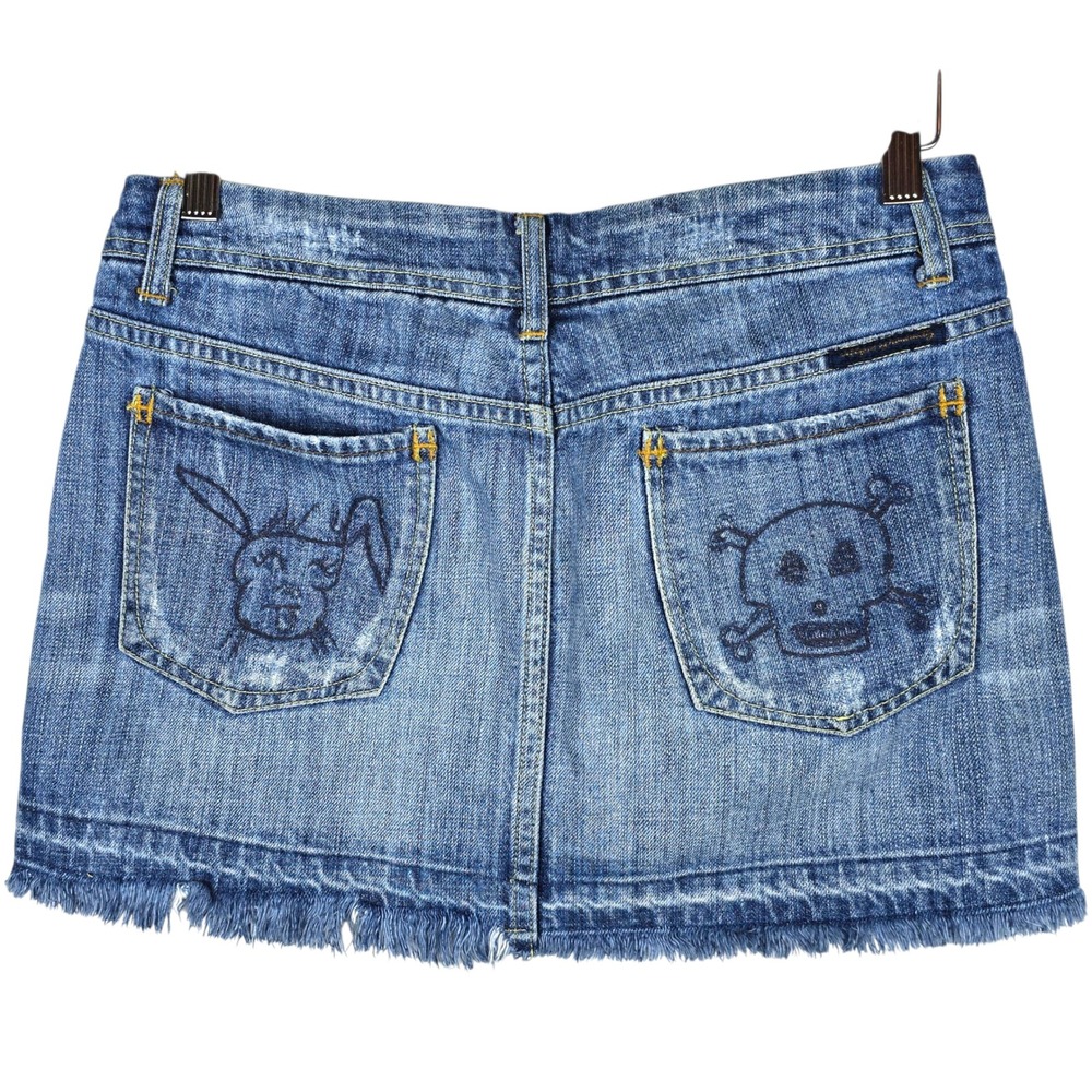 Citizens of Humanity Y2k Low Rise Mini Jean Skirt Skull & Bunny Pockets Size 27